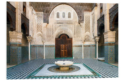 Foam board print Moroccan architecture with fountain