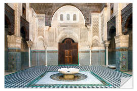 Selvklebende plakat Moroccan architecture with fountain