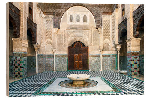 Quadro de madeira Moroccan architecture with fountain