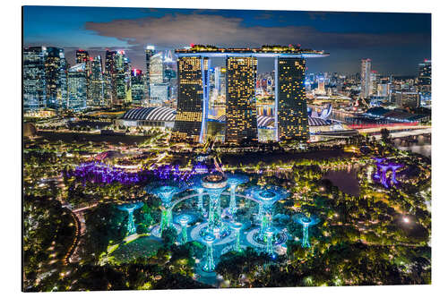 Aluminium print Singapore city at night