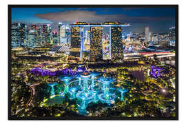 Gerahmter Kunstdruck Singapur bei Nacht