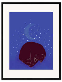 Ingelijste kunstdruk Starry Cat