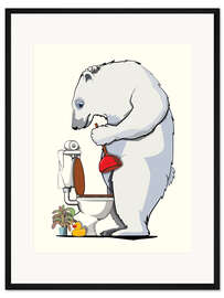 Gerahmter Kunstdruck Eisbär mit Pömpel