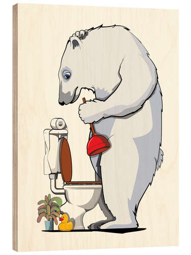 Quadro de madeira Polar bear with plunger