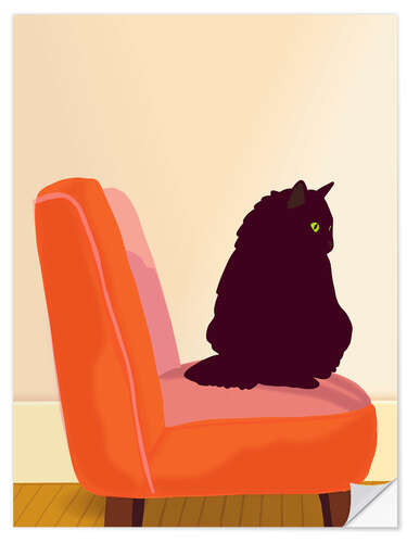 Wandsticker Katze auf rotem Sessel