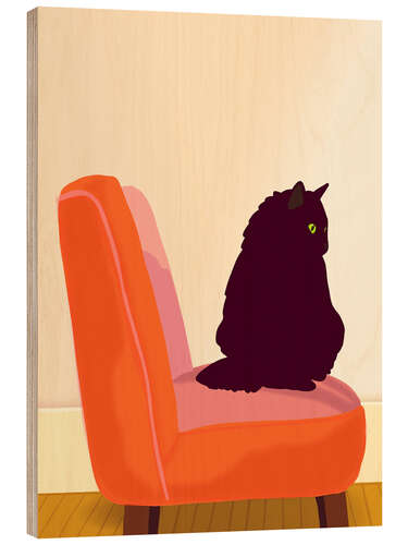 Puutaulu Cat on a red armchair