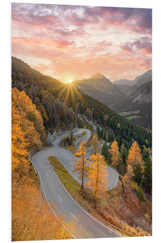 Foam board print Sunset at the Maloja Pass in Switzerland