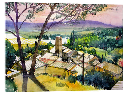 Tableau en verre acrylique Tuscany, Vicopisano roofs