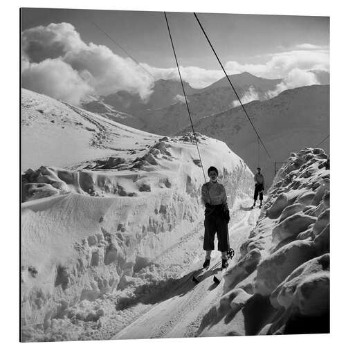 Cuadro de aluminio Skiers at the Lift