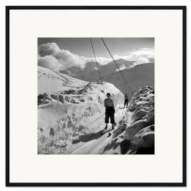 Framed art print Skiers at the Lift