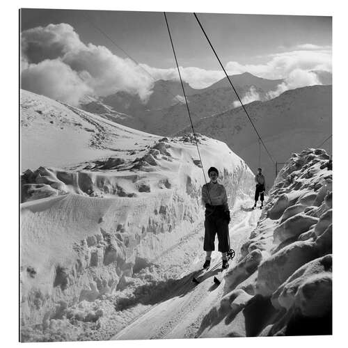 Quadro em plexi-alumínio Skiers at the Lift