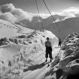 Magnettafel Skifahrer am Lift