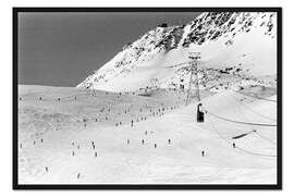 Gerahmter Kunstdruck Ski-Abfahrt am Berg