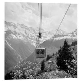 Acrylglasbild  Bergbahn mit Bergpanorama im Sommer - Vintage Ski Collection