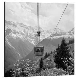Magnettafel Bergbahn mit Bergpanorama im Sommer