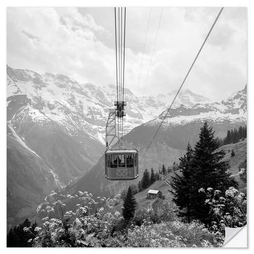 Selvklebende plakat Mountain Railway Panorama in Summer