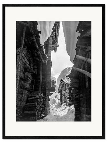 Impresión de arte enmarcada Traditional Alpine Architecture