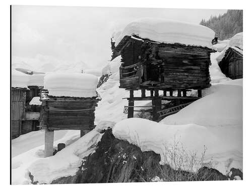 Cuadro de aluminio Alpine Huts in the Snow