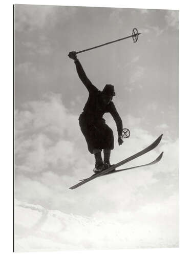 Cuadro de plexi-alu Jump With Vintage Skis