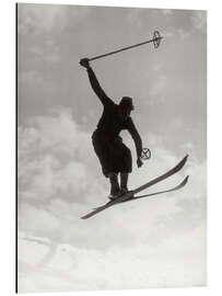 Magnettafel Sprung mit vintage Skiern