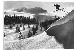 Magnettafel Skispringer in Schneelandschaft mit Bäumen