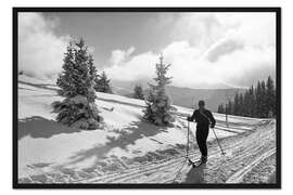 Gerahmter Kunstdruck Skifahrer in Schneelandschaft, 1938