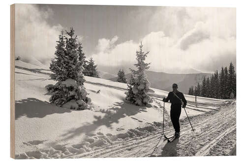 Quadro de madeira Skier in a Snowy Landscape, 1938