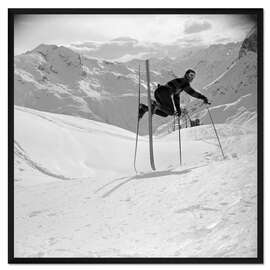Gerahmter Kunstdruck Skiprofi in perfekter Pose