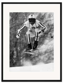 Gerahmter Kunstdruck Skirennläufer Leonhard Stock, 1980
