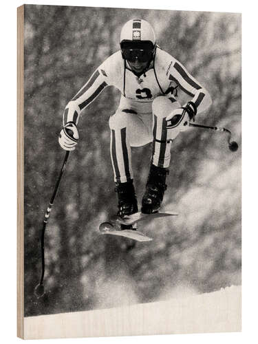 Trätavla Ski Racer Leonhard Stock, 1980