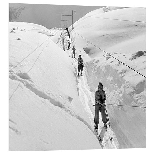 PVC-tavla Skiers on a Ski Lift