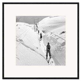 Framed art print Skiers on a Ski Lift