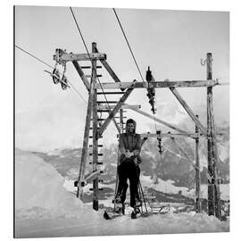 Magnettafel Skifahrerin am Skilift, 1943