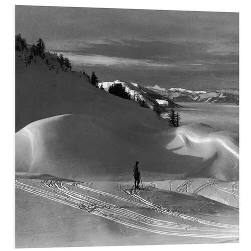 Stampa su PVC Ski Tracks in a Winter Landscape, 1920