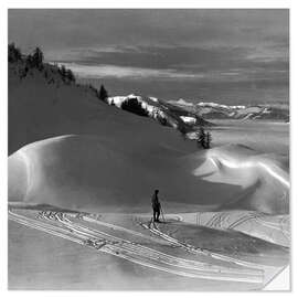 Wandsticker Skispuren in einer Winterlandschaft, 1920