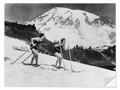 Wandsticker Skifahren im Badeanzug, 1930