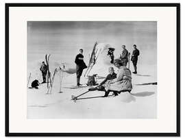 Gerahmter Kunstdruck Gruppenbild im Schnee