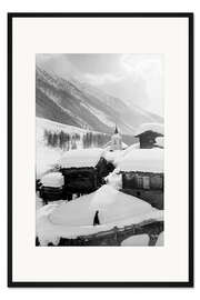Gerahmter Kunstdruck Verschneites Alpendorf