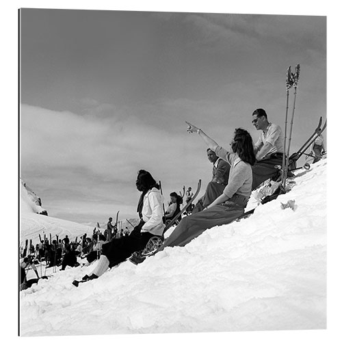 Tableau en plexi-alu Skiers Enjoy the Good Weather