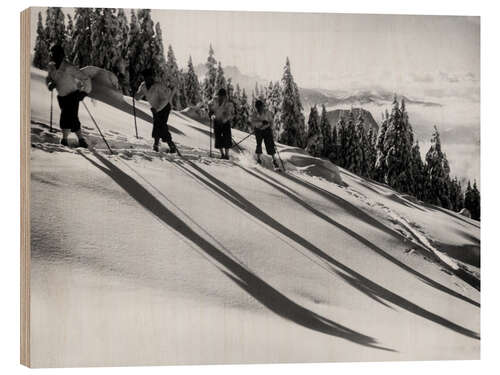 Wood print Cross Country Ski With Long Shadows