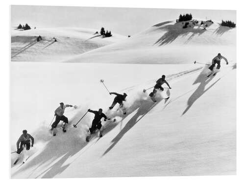 Foam board print Six Skiers on the Downhill Run