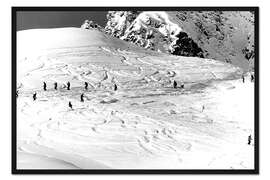 Gerahmter Kunstdruck Ski Abfahrt in den Alpen