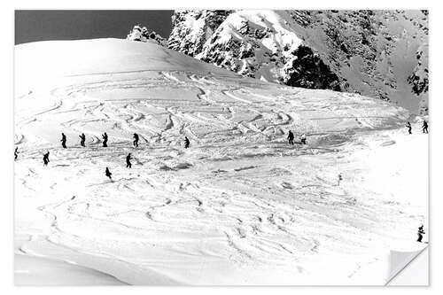 Wandsticker Ski Abfahrt in den Alpen