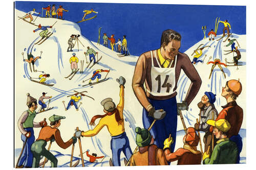 Quadro em plexi-alumínio Skiers at a Ski Slope, 1936