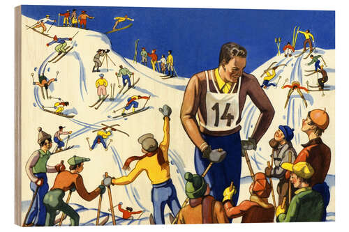 Wood print Skiers at a Ski Slope, 1936