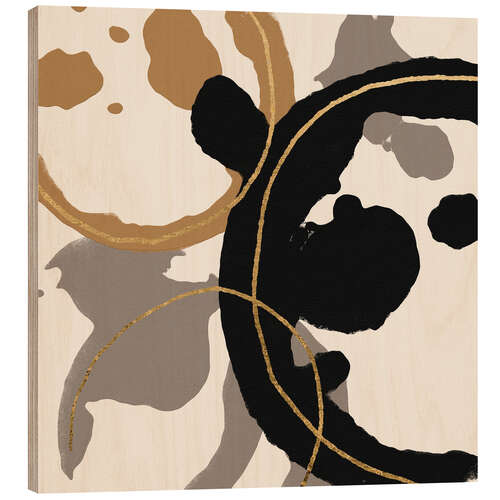 Hout print Coffe Stained I