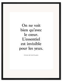 Gerahmter Kunstdruck Citation d’Exupéry - On ne voit bien qu’avec le cœur I