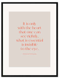 Plakat artystyczny premium w ramie Exupéry Quote - It is only with the heart II