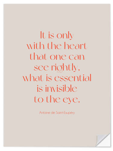 Wandsticker Exupéry Quote - It is only with the heart II