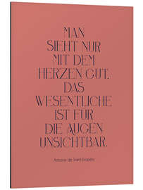 Magnettafel Exupéry Zitat - Man sieht nur mit dem Herzen gut II